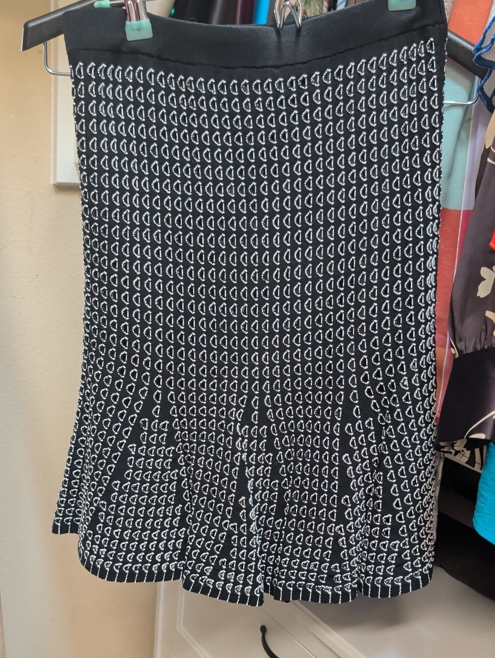 Ann Taylor Black & White Patterned Skater Skirt